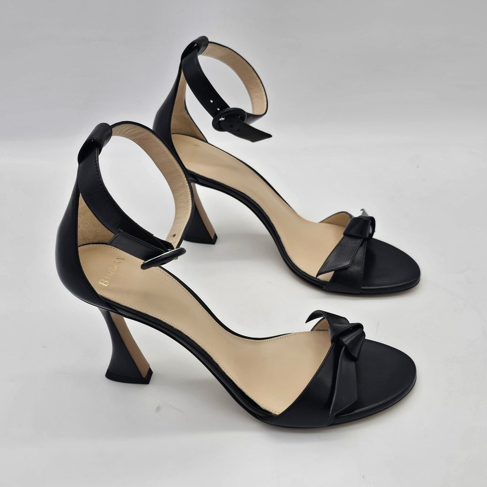 Alexandre Birman Clarita Buckle 85 Women 37.5 US 7 Black Nappa Leather Bow Heels